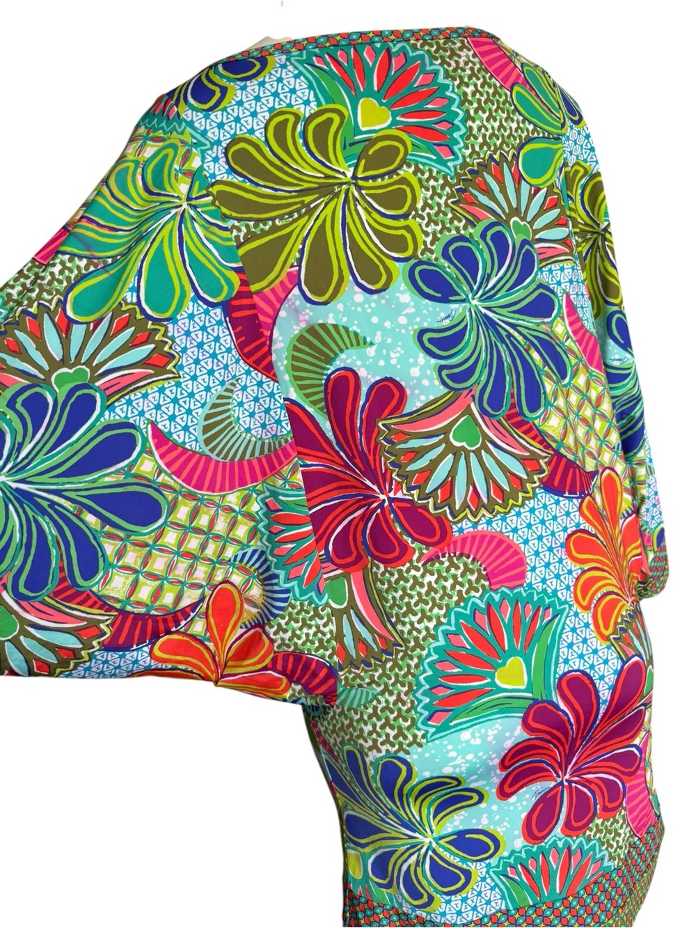 Trina Turk Small Swim Cover Up Tropical Floral Batwing Sleeve Tunic Beach - Picture 7 of 16